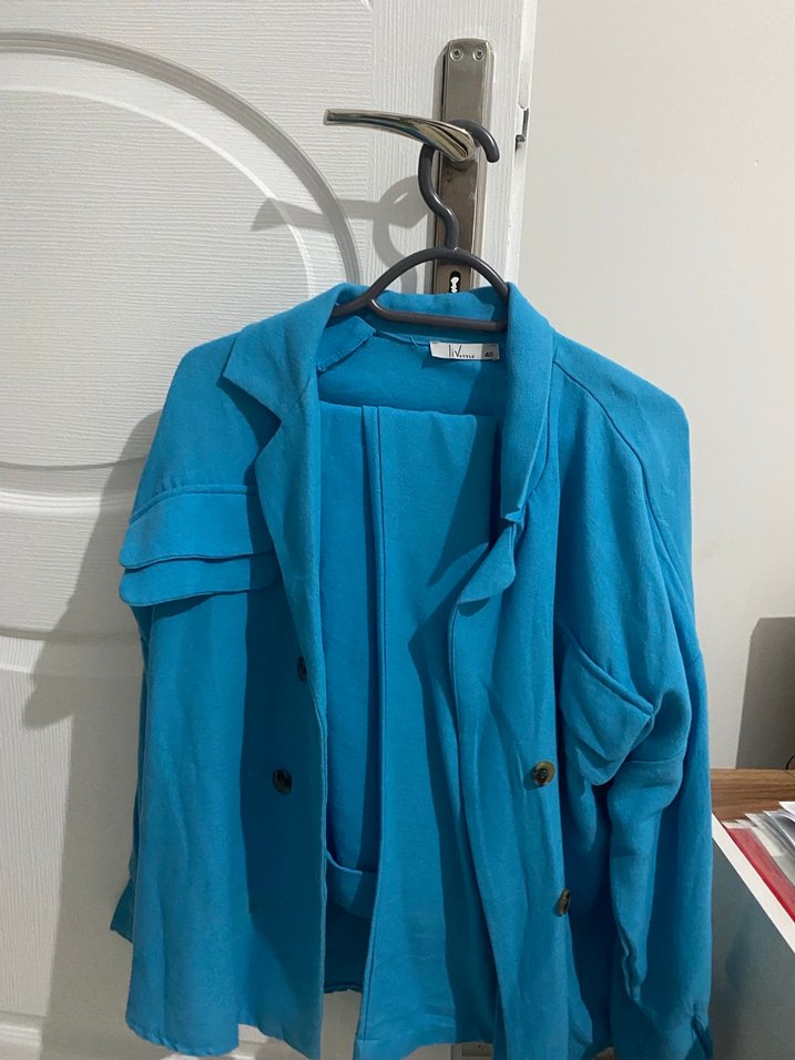 Mavi Düğmeli Kadın Gömlek - Görsel 5