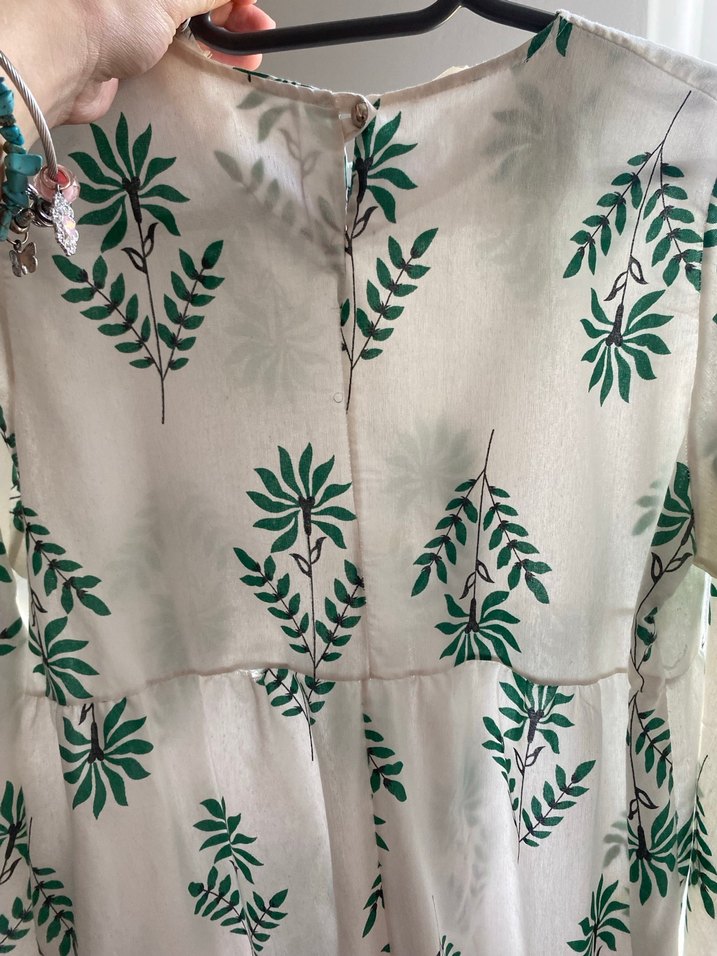 Yeşil Desenli Uzun Transparan Elbise - Görsel 4