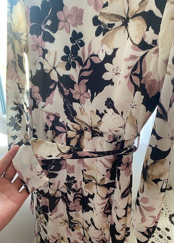 Bej Bohem Uzun Kollu Kadın Elbise - Görsel 3