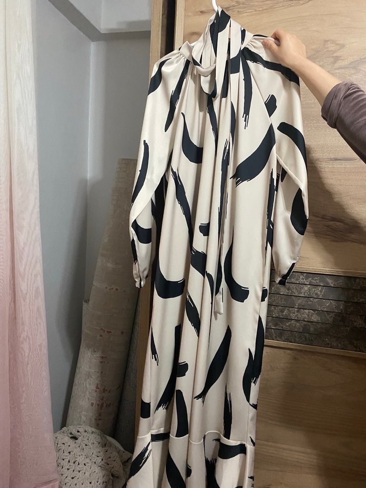 Uzun Zebralı Salaş Elbise - Görsel 2