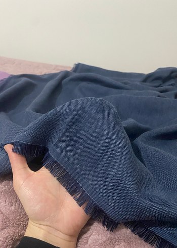 Koyu Mavi Keten Kadın Şal - Görsel 2