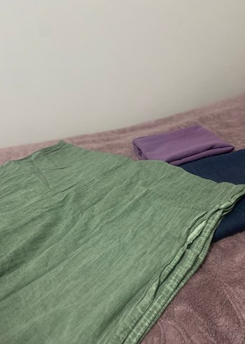 Koyu Mavi Keten Kadın Şal - Görsel 3