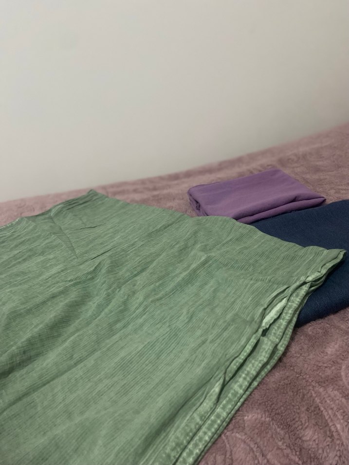 Koyu Mavi Keten Kadın Şal - Görsel 3