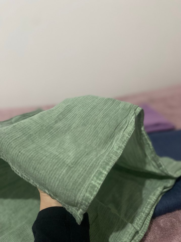 Koyu Mavi Keten Kadın Şal - Görsel 4