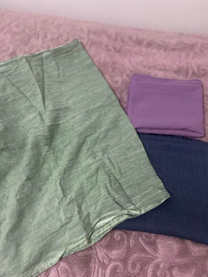 Koyu Mavi Keten Kadın Şal - Görsel 5