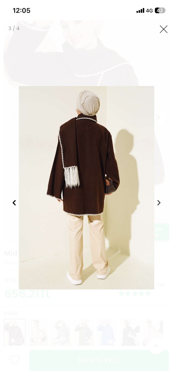 Bohem Tarzda Kahverengi Örgü Kısa Kadın Kabanı - Görsel 3