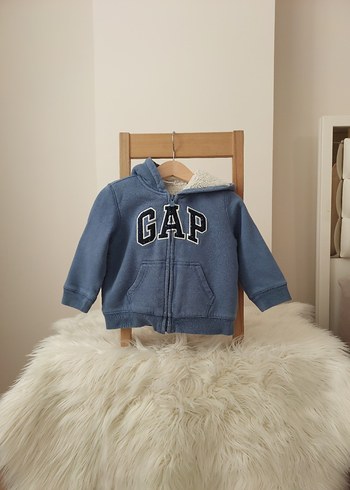 Gap GAP Çocuk Mavi Kapüşonlu Fermuarlı Sweatshirt
