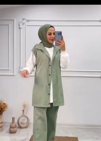 Kadın Haki Uzun Kollu Pamuklu Takım