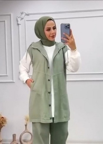 40 Beden haki Renk Kadın Haki Uzun Kollu Pamuklu Takım