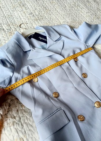 36 Beden beyaz Renk Düğmeli Midi Beyaz Kadın Blazer Ceket