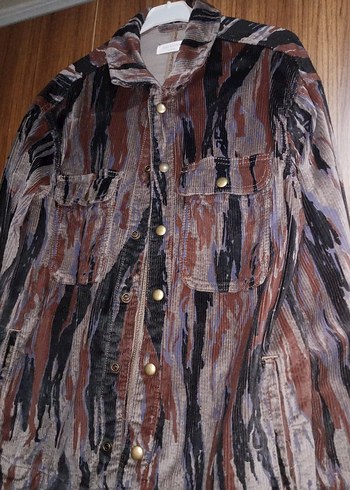 All Saints Dugmeli Kahverengi Batik Desenli Kadin Ceket