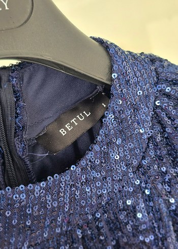 Parlak Lacivert Pilili Uzun Abiye Elbise - Görsel 8