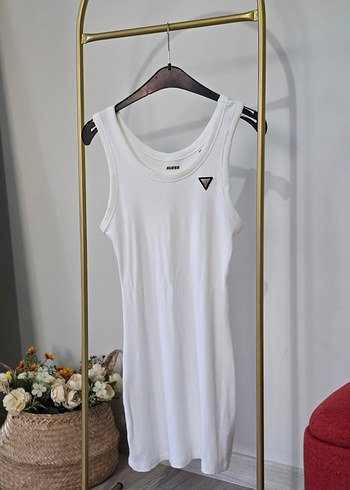 Beyaz Pamuk guess Elbise - Görsel 7