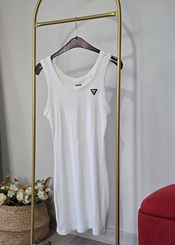 Beyaz Pamuk guess Elbise - Görsel 2