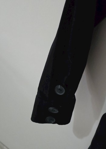 Siyah Uzun Düğmeli Kadın trençkot - Görsel 3