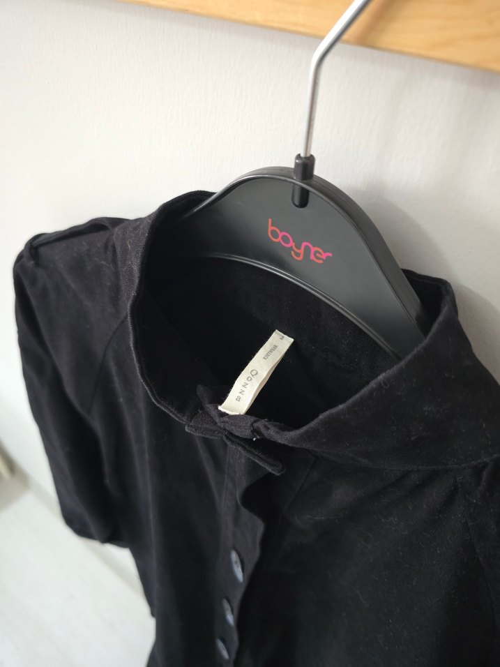 Siyah Uzun Düğmeli Kadın trençkot - Görsel 5