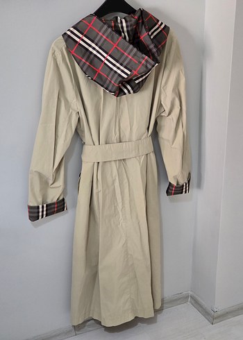 Bej Kuşaklı Uzun Kadın Trençkot - Görsel 6