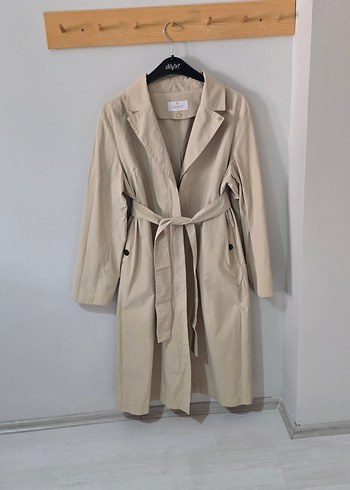 Bej Kuşaklı Uzun Kadın Trençkot - Görsel 7