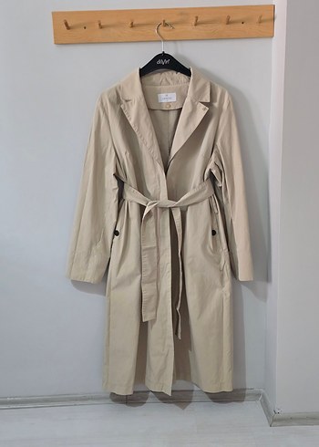 Bej Kuşaklı Uzun Kadın Trençkot - Görsel 2