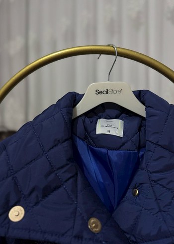 çantalı Lacivert Uzun Kadın mont - Görsel 7