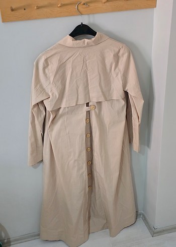 Bej Uzun Kadın Trençkot - Görsel 5