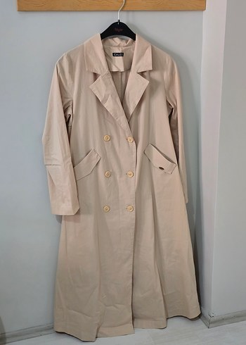 Bej Uzun Kadın Trençkot - Görsel 6