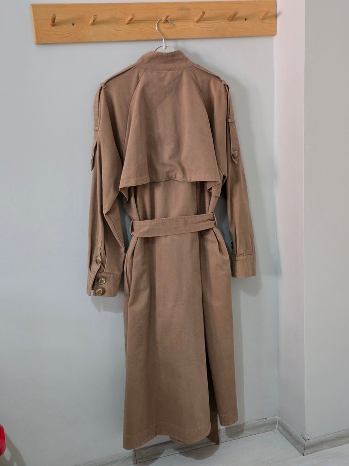 Bej Kadın Uzun Trençkot - Görsel 2