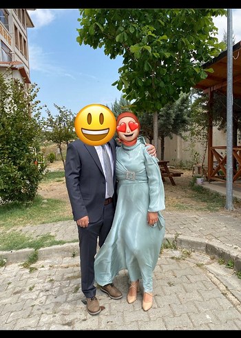40 Beden Su yeşili 40 beden janjan kumaş tesettür abiye