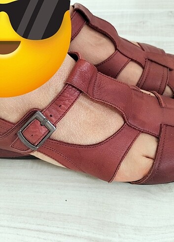38 Beden bordo Renk Bayan yazlık hakiki deri ayakkabı