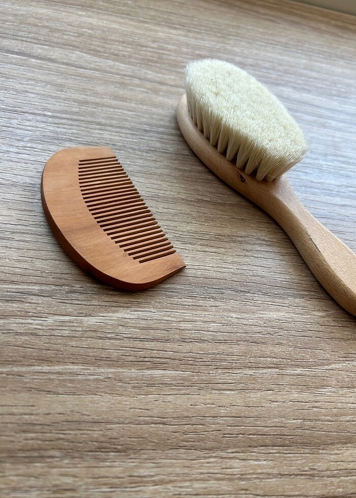 Fulia Doğal Bebek Saç Fırçası ve Tarak - Görsel 2