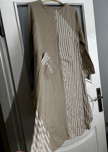 Bej Keten Uzun Salaş Kadın Takım - Görsel 6