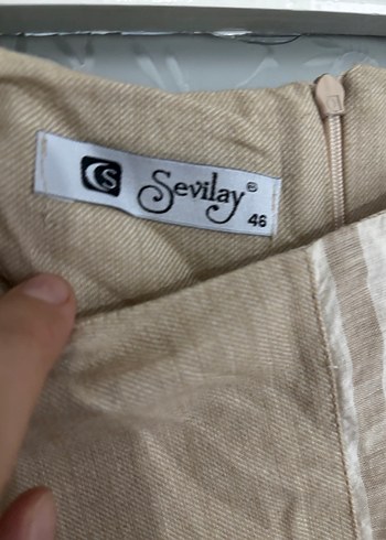 Bej Keten Uzun Salaş Kadın Takım - Görsel 4