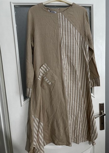 Bej Keten Uzun Salaş Kadın Takım - Görsel 8