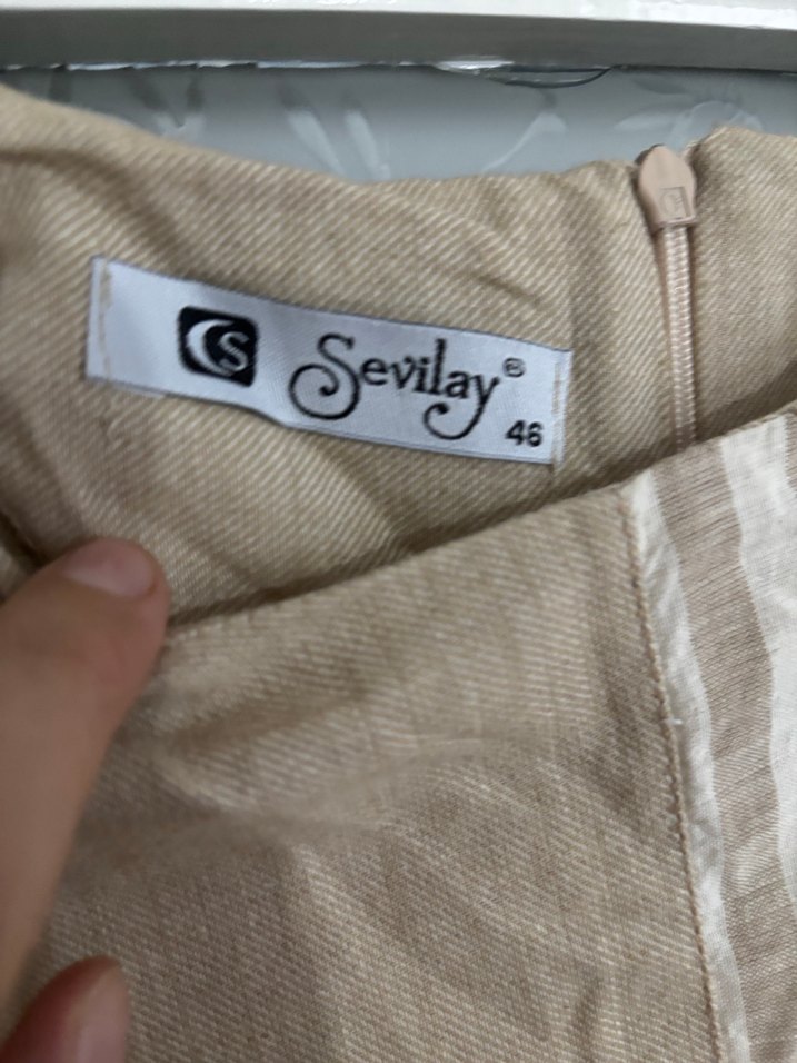 Bej Keten Uzun Salaş Kadın Takım - Görsel 4