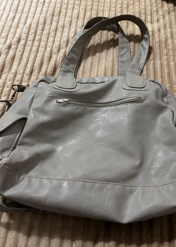 Gri Deri Fermuarlı Kadın Çanta - Görsel 6