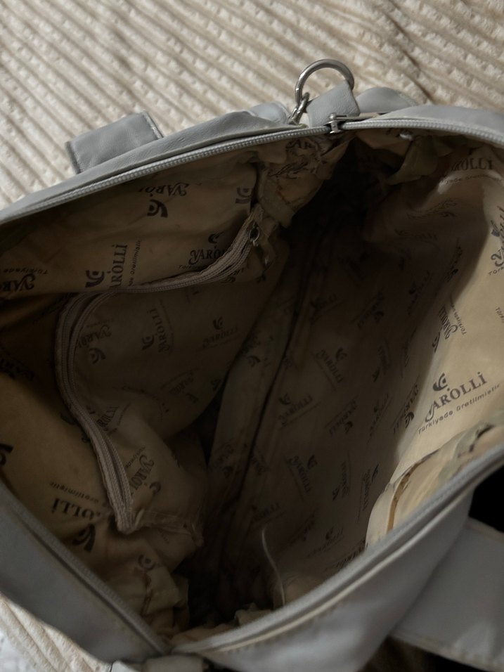 Gri Deri Fermuarlı Kadın Çanta - Görsel 5