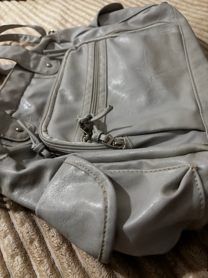 Gri Deri Fermuarlı Kadın Çanta - Görsel 2