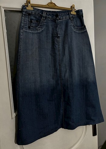 Kadın Lacivert Midi Denim Uzun Etek - Görsel 2