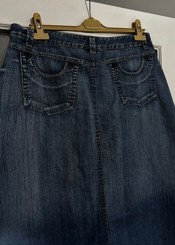 Kadın Lacivert Midi Denim Uzun Etek - Görsel 6