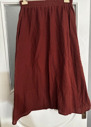 Bordo Keten Salaş Uzun Etek - Görsel 3