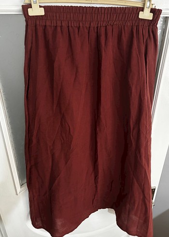 Bordo Keten Salaş Uzun Etek - Görsel 2