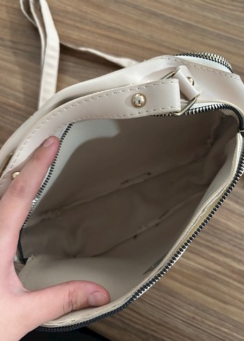 Beyaz Minimalist Deri Kadın Çanta - Görsel 4