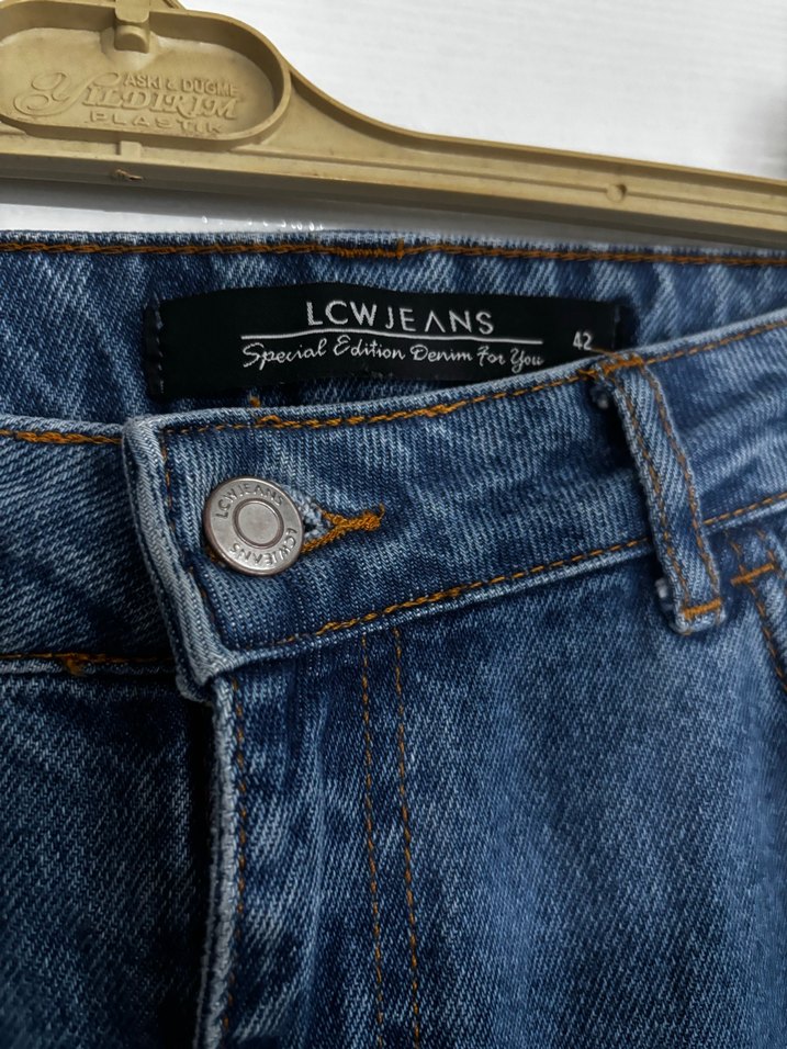 Kadın Mavi Denim  Kot Pantolon - Görsel 4