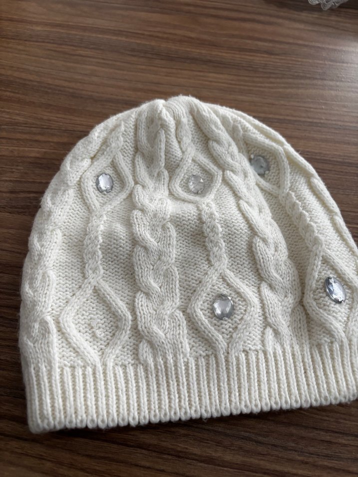 Beyaz Örgü Kadın Bere - Görsel 2