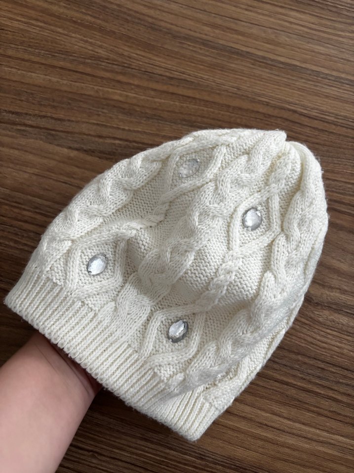 Beyaz Örgü Kadın Bere - Görsel 3