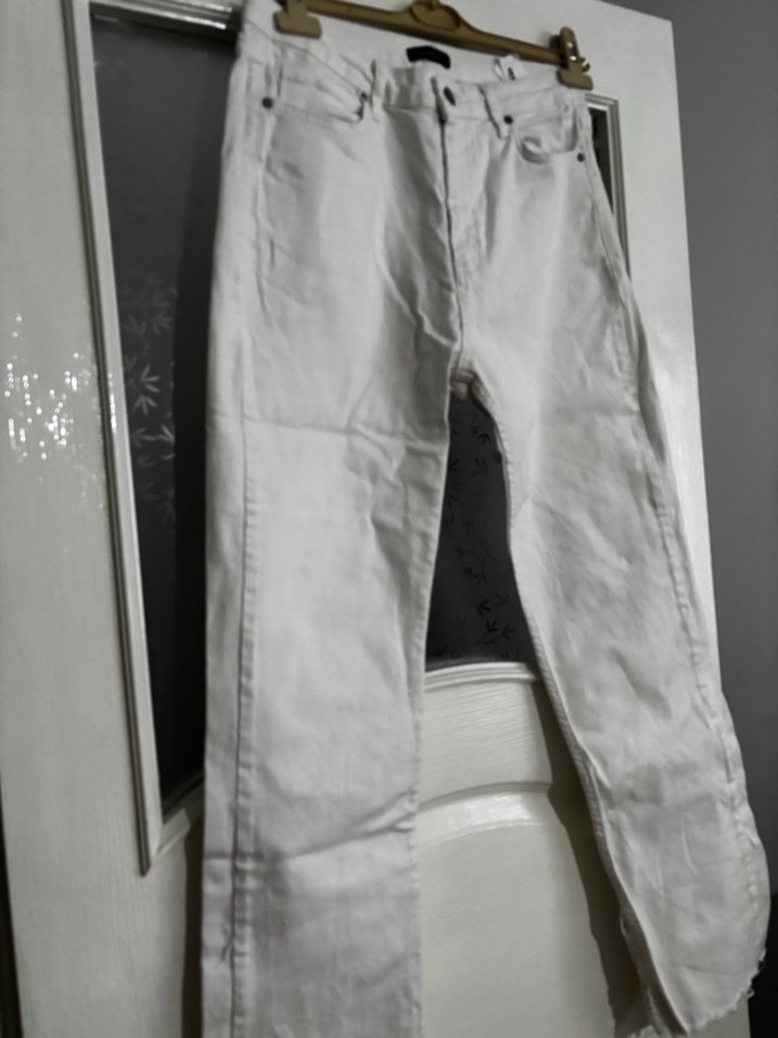 Kadın Beyaz Regular Fit Kot Pantolon - Görsel 4