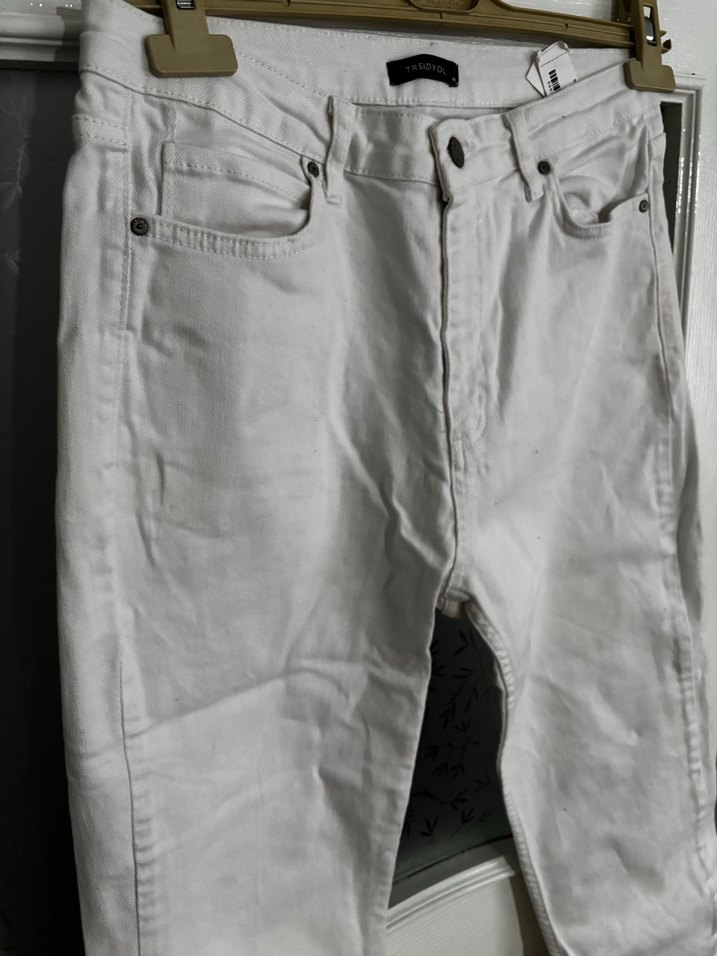 Kadın Beyaz Regular Fit Kot Pantolon - Görsel 3