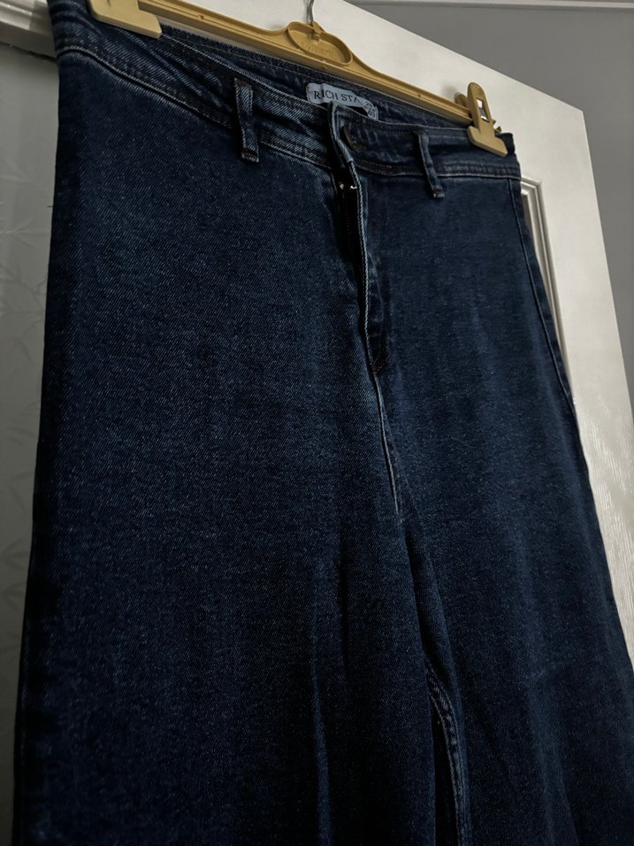 Düğmeli Rahat Kesim Kadın Kot Pantolon - Görsel 4