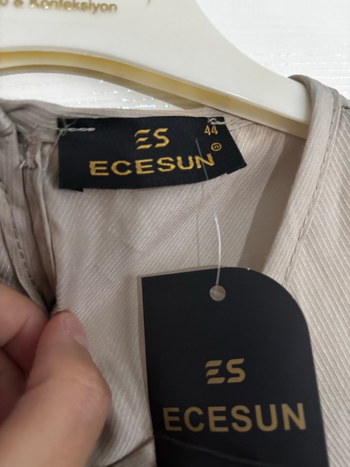 Bej Uzun Keten Kadın Elbise - Görsel 2