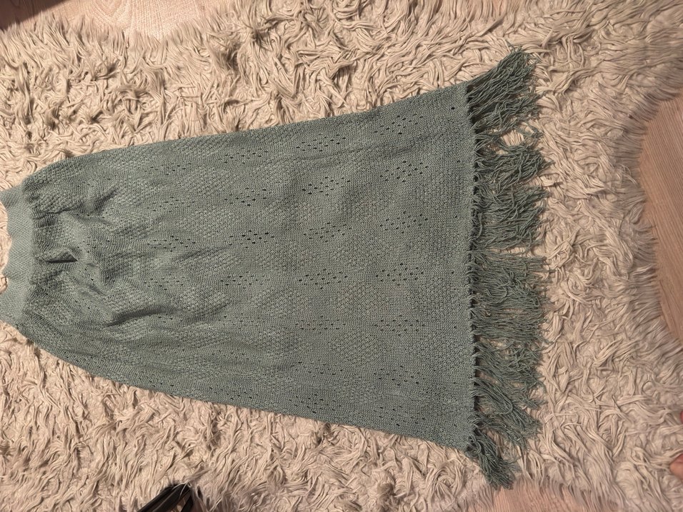 Yeşil Bohem Tarzı Triko etek bluz takım - Görsel 3